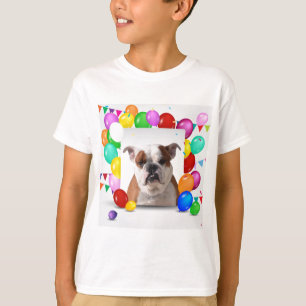 Bulldog Dog with colourful Balloons Birthday Theme T-Shirt