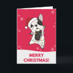 Bulldog Dogs Merry Christmas Winter Animals Card<br><div class="desc">The bulldog dog to softness with fairy lights. Funny animals with gifts and snow to the holidays. Also funny for Christmas in July. Bulldogs are sweet animals and perfect for Christmas</div>