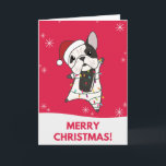 Bulldog Dogs Merry Christmas Winter Animals Card<br><div class="desc">The bulldog dog to softness with fairy lights. Funny animals with gifts and snow to the holidays. Also funny for Christmas in July. Bulldogs are sweet animals and perfect for Christmas</div>