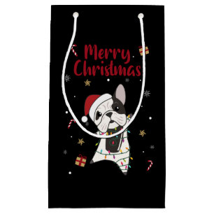 Bulldog Dogs Merry Christmas Winter Animals Small Gift Bag