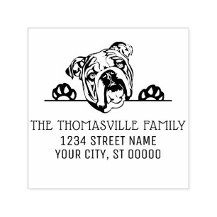 Bulldog Face Dog Name Return Address Embosser Self-inking Stamp