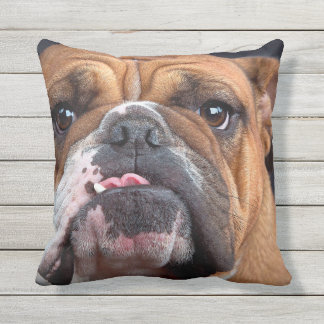 BULLDOG FACE FOCUS THROW PILLOW