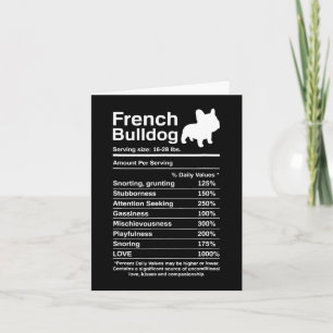 Bulldog Facts Nutrition Fun Frenchie Lover  Card