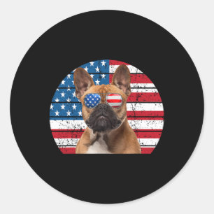 Bulldog For Kids Boys Men 4th Of July Frenchie Lov Classic Round Sticker