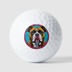 Bulldog Framed in a Circular Decorative Design Golf Balls