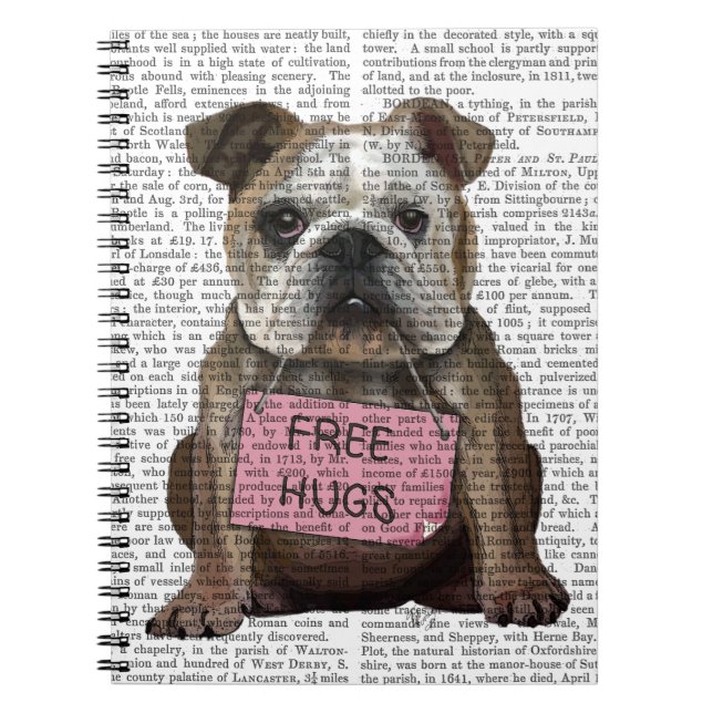 Bulldog Free Hugs Notebook (Front)