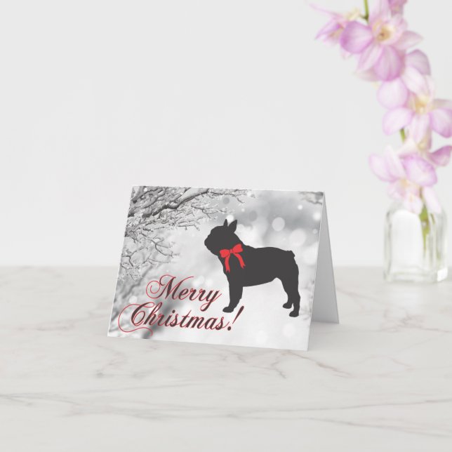 Bulldog / French Bulldog Christmas Card (Orchid)