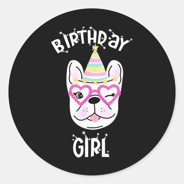 Bulldog Frenchie Celebration Party Theme  Classic Round Sticker (Front)