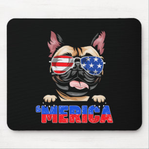 Bulldog Frenchie Merica Wear Sungles 4th Of July Mouse Pad