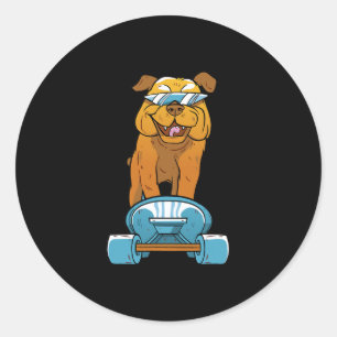 Bulldog Fun Skateboarding French Bulldog Puppy Gif Classic Round Sticker