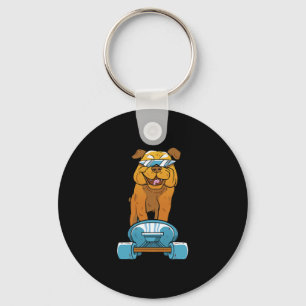 Bulldog Fun Skateboarding French Bulldog Puppy Gif Keychain