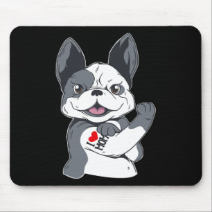 Bulldog Funny I Love Mom Tattoo  Mouse Pad
