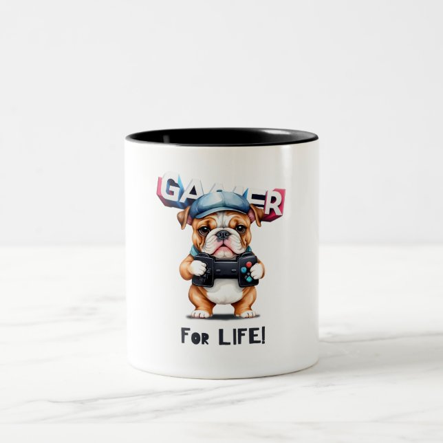 Bulldog Gamer For Life Coffee Tea Mug (Centre)