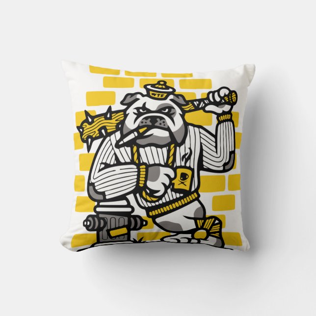 Bulldog Gang Throw Pillow (Front)