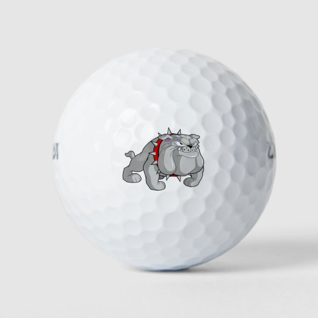 BULLDOG GRAY CARTOON GOLF BALL (Front)