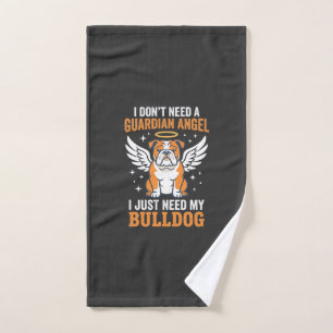 Bulldog Guardian Angel Dog Hand Towel