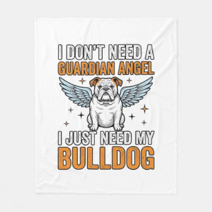 Bulldog Guardian Angel Vintage Dog Lover Shirt Des Fleece Blanket