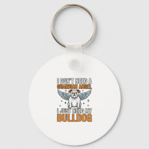Bulldog Guardian Angel Vintage Dog Lover Shirt Des Keychain
