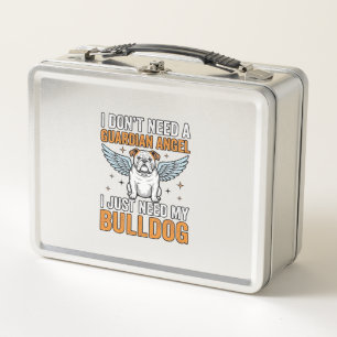 Bulldog Guardian Angel Vintage Dog Lover Shirt Des Metal Lunch Box