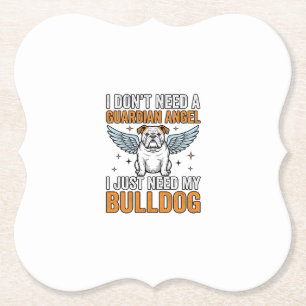 Bulldog Guardian Angel Vintage Dog Lover Shirt Des Paper Coaster