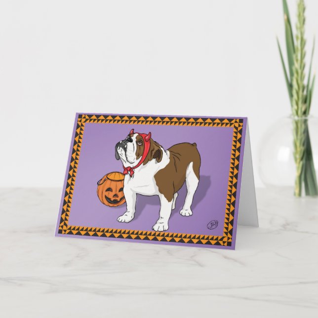 Bulldog Halloween Card (Front)