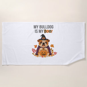 Bulldog Halloween Costume  My Bulldog is My Boo Do Beach Towel