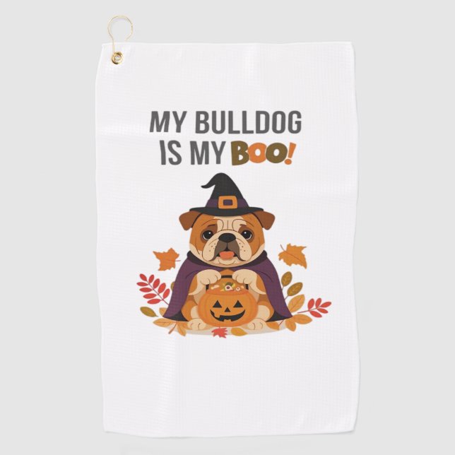 Bulldog Halloween Costume  My Bulldog is My Boo Do Golf Towel (Front)