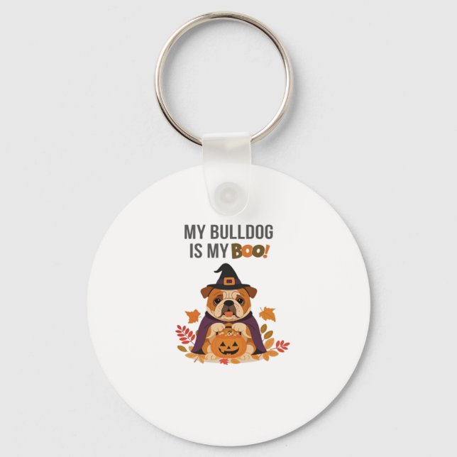 Bulldog Halloween Costume  My Bulldog is My Boo Do Keychain (Front)