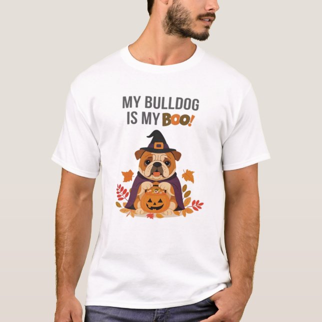 Bulldog Halloween Costume  My Bulldog is My Boo Do T-Shirt (Front)