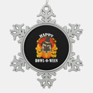 Bulldog Halloween Gift Idea For Dog Lovers Snowflake Pewter Christmas Ornament