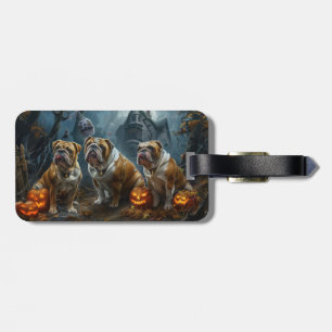 Bulldog Halloween Night Doggy Delight Luggage Tag