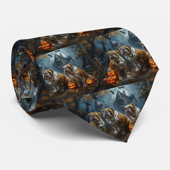 Bulldog Halloween Night Doggy Delight Tie (Rolled)