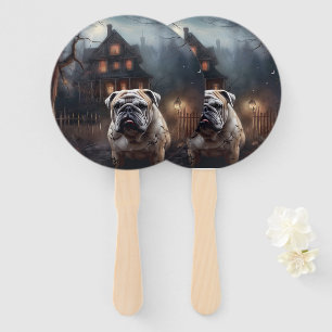 Bulldog Halloween Scary Hand Fan