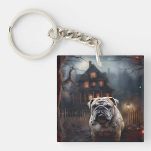 Bulldog Halloween Scary  Keychain