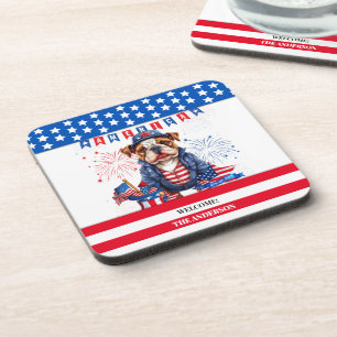 Bulldog Happy 4Th Of July America Independence Day Coaster