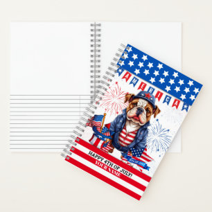 Bulldog Happy 4Th Of July America Independence Day Notebook