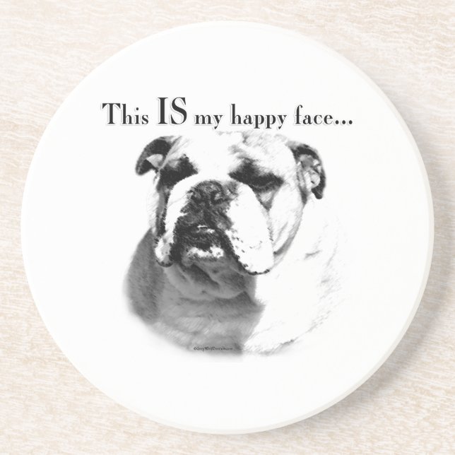 Bulldog Happy Face Coaster (Front)