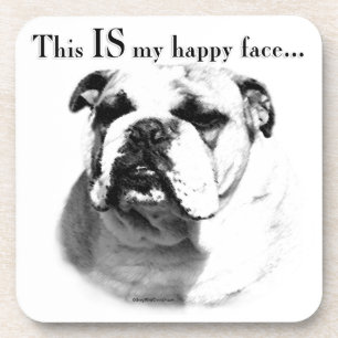 Bulldog Happy Face Coaster