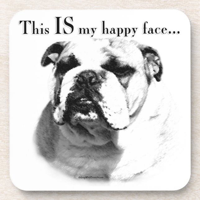 Bulldog Happy Face Coaster (Front)