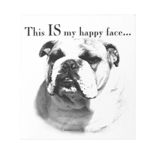 Bulldog Happy Face Notepad (Front)