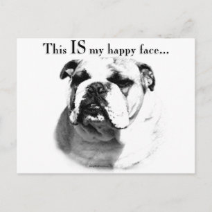 Bulldog Happy Face Postcard