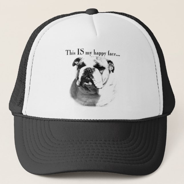 Bulldog Happy Face Trucker Hat (Front)