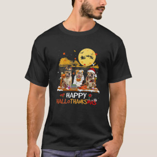 Bulldog Happy Hallothanksmas Halloween Thanksgivin T-Shirt