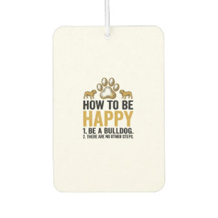 Bulldog Happy Quote Vintage Engraving Dog Lover De Air Freshener