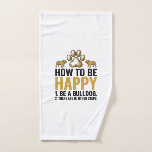 Bulldog Happy Quote Vintage Engraving Dog Lover De Hand Towel