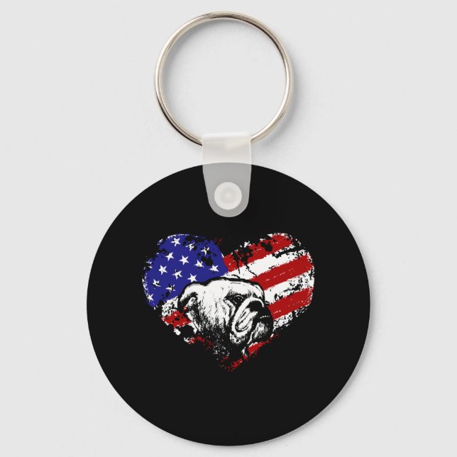 Bulldog heart keychain (Front)