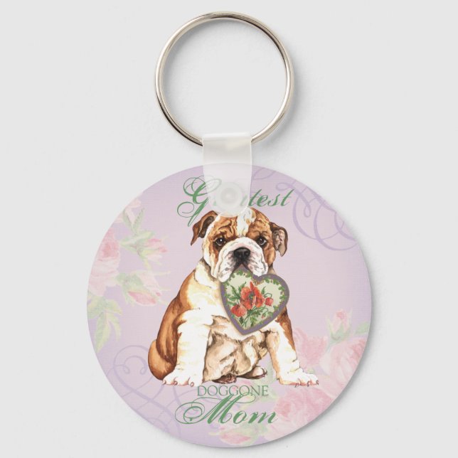 Bulldog Heart Mom Keychain (Front)