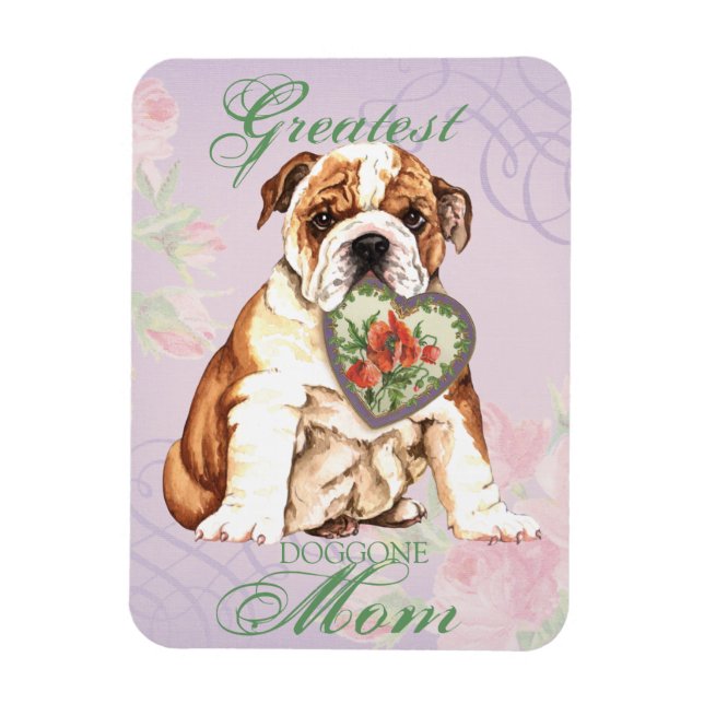 Bulldog Heart Mom Magnet (Vertical)