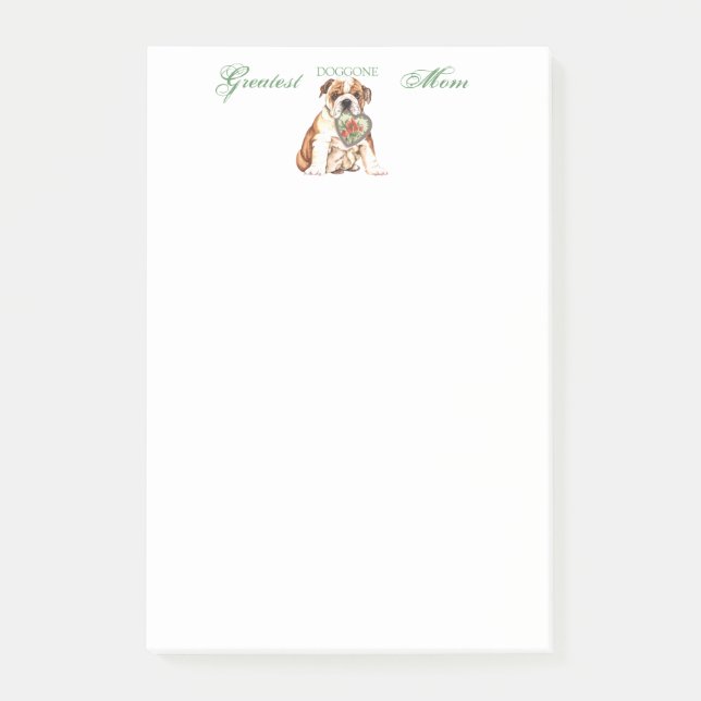 Bulldog Heart Mom Post-it Notes (Front)