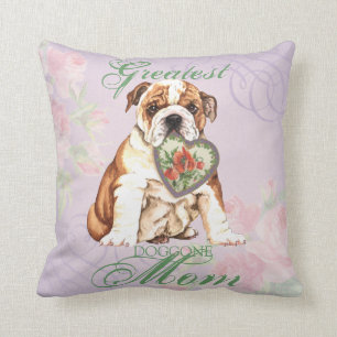 Bulldog Heart Mom Throw Pillow